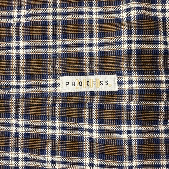 ✅ Mens L Savane Plaid Button-Up Shirt Process 2000 No Wrinkle Long Sleeve - Picture 7 of 9